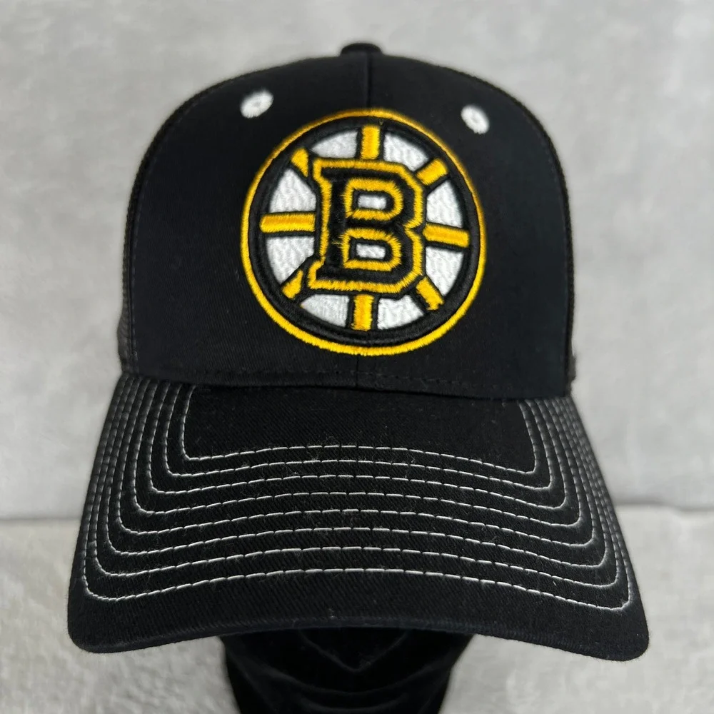 Zephyr Boston Bruins Huge Logo Hat M/L Black Z-Fit Mesh Back NHL Hockey Fitted